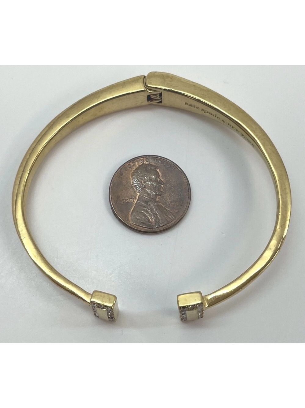 Kate Spade New York Gold-Tone Rhinestone Open Cuff Bracelet w/ Dust Bag 1902 - Picture 2 of 4